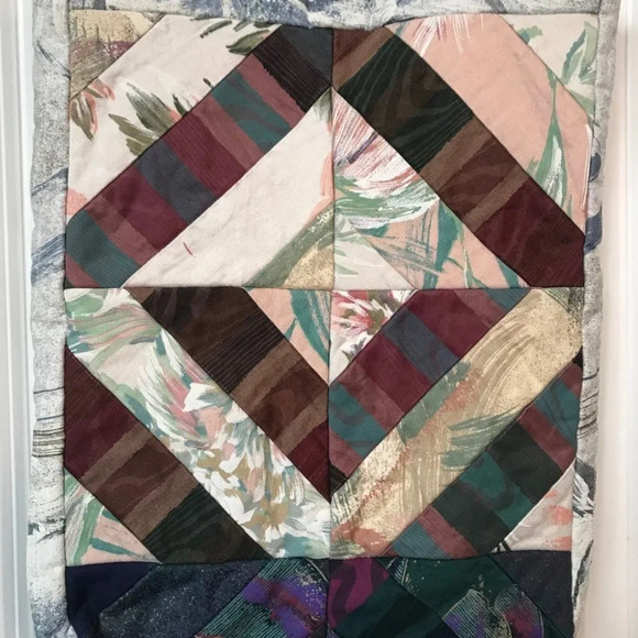 Vintage Handmade Quilted Floral Abstract Patchwork Shoulder Tote Bag - Picture 4 of 10